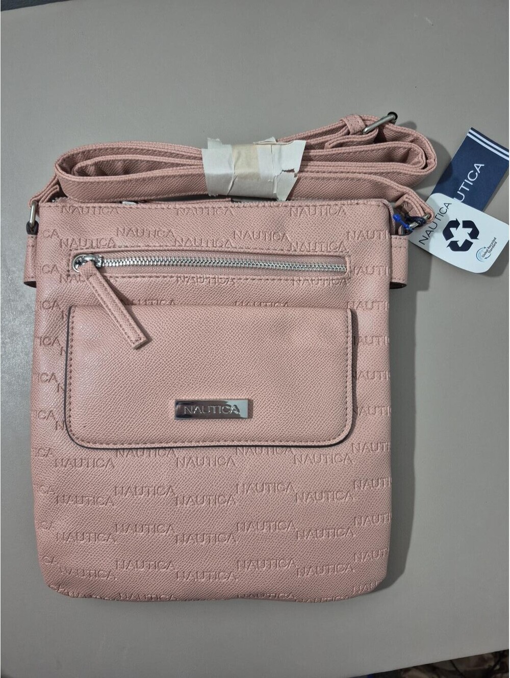 Nautica Blush Pink Embossed Logo Crossbody Bag NWT Adjustable Strap 9x10